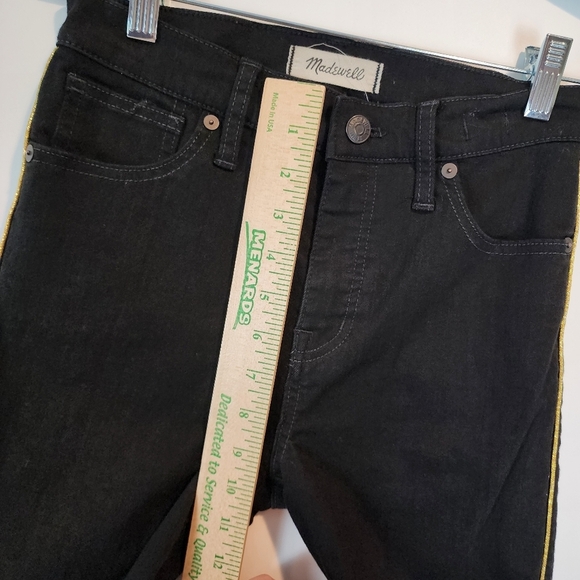 Madewell 10" High-Rise Skinny Jeans Gold Piping Metallic Tuxedo Stripe Denim 25 - Picture 11 of 13